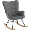 WOLTU Sedia a Dondolo da Interno, Poltrona Relax con Braccioli e Schienale Alto, Sedia Imbottita in Flanella Per Salotto, Camera da Letto, Base in Metallo e Legno Massello Grigio Scuro, SKS30dgr