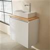 Planetmöbel Set di mobili da bagno con mobiletto, 56 x 55 x 30 cm, bianco, con rubinetto per lavabo e lavandino, cromato per bagno, ospiti e bagno