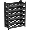 CookandSupply Cantinetta Vino Portabottiglie Effetto Pelle Martellata, Nero, 36 Bottiglie | CookandSupply x TheWV, Cantinetta Modulare Impilabile in Palastica, 6 Bottiglie per Modulo, Scaffale Portavino Salvaspazio