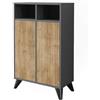 Vicco Mobiletto midi Leano, Antracite/quercia di montagna, 60 x 97 cm con 2 porte, adatto per la conservazione di articoli da bagno e asciugamani