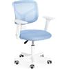 FurnitureR Sedia da scrivania con braccioli, girevole a 360°, in rete, con braccioli, per camera da letto, scuola, ufficio, studio, blu