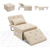 FLEXISPOT Poltrona Relax Pieghevole 3 in 1, Sedia a Sdraio Trasformabile con Funzione Letto, Portata 300 kg,Beige, 72×69×35 cm
