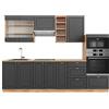 Vicco Cucina componibile Fame-Line, Antracite Country House/oro Kraft Oak, 280 cm, PL Rovere, per l'espansione personalizzata con moduli compatibili