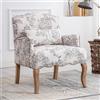 chairus Poltrona Sedia Imbottita Stampa Divano Singolo con Cuscino Lombare Sedia Lounge per Soggiorno Balcone (Beige)