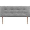 DHOME Testiera in Similpelle o Tessuto AQUALINE Pro con 2 file di Bottoni e Gambe Testiera Imbottita per Letto di Lusso (145x105cm con gambe (Letti 120/135/140), Tessuto Grigio)