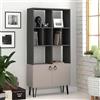 Totò Piccinni Libreria KUBA in legno con 8 Vani e 2 Ante con piedini in Metallo 80x30x166h (Antracite/Tortora)