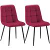 CLP Set di 2 sedie da pranzo Tilde imbottite con schienale, portata fino a 150 kg | Colore rosso Materiale Velluto