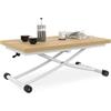 IDMarket - Tavolino 2 in 1 URBANA, trasformabile in tavolo da pranzo rettangolare, 100 cm, legno e bianco