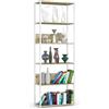AKORD | Scaffalatura Metallo 70 cm | Mensole Libreria | Salvaspazio | 6 ripiani | Scaffalature Metalliche | Robusto | Stabile | Mobiletto Multiuso | Moderne Bianco | Rovere Artigianale