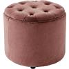 CLP Pouf Contenitore Pantin In Velluto Design Chesterfield I Poggiapiedi Divano Contenitore Con Coperchio I Sgabello Puff Con Piedini, Colore:rosa