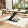 Easexcy Tavolo da pranzo telescopico, tavolo da cucina, allungabile, per cucina e soggiorno, colore legno (forma 3)