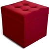 MG Design Pouf contenitore imbottito 45 × 45 cm Rosso - capacità ca. 50 L, fino a 300 kg, superficie morbida con leggero riflesso, struttura in legno massiccio, già montato e facile da pulire