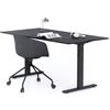 Mobili Fiver, Scrivania Fissa Clara 160x80 Nero Cemento con Gambe Nere, Nobilitato/Alluminio/Acciaio, Scrivania moderna per Ufficio