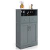 LIFEZEAL Mobiletto Bagno Salvaspazio, 60x30x108 cm, Mobile bagno con Cassetti e 2 Ripiani Regolabili, Mobiletto Multiuso per Cucina e Soggiorno, Armadietto (grigio)