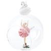 BRUBAKER Pallina di Natale di alta qualità, ballerina in abito rosa, 10 cm, in vetro con figura di cigno in porcellana, pallina trasparente per albero di Natale con ballerina, palla di Natale