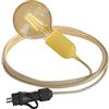 creative cables Snake Eiva Pastel, Lampada Portatile per Esterni, 5 m Cavo Tessile, portalampada IP65 Waterproof e Spina - Senza Lampadina, Mostarda
