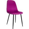 CLP Sedia da pranzo imbottita Maryam, sedia da cucina con schienale e telaio in metallo nero, portata fino a 150 kg Colore:viola;Materiale:Velluto