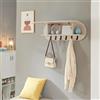 [en.casa] Appendiabiti da Parete con Scomparto Chiuso e Vani Aperti Mensola Attaccapanni a Muro con Anta a Ribalta e 6 Ganci per Borse Cappotti 80 x 16 x 30 cm - Beige