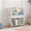 [en.casa] Scaffale per Cameretta Bambini Mini Libreria con Scomparti e Contenitori a Scaletta Mobile Bianco a Misura di Bimbi 75x62x29 cm Disegno Laterale Oceano