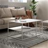 [en.casa] Tavolino Basso da Soggiorno 90 x 45 x 60 cm Tavolino Rettangolare in Accaio a 2 Piani di Appoggio Tavolino da caffè - Bianco Opaco