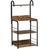 HOMCOM Mobiletto per Microonde, Scaffale da Cucina a 4 Ripiani e 4 Ganci, Mobile Cucina in Acciaio e Legno 60x40x125cm, Marrone Rustico