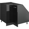 Vicco Mobile cucina angolare per sottotetto R-Line, Nero lucido, 75.6 cm con 1 porta, carcassa dell'armadio profondità 60 cm, per la libera combinazione all'interno di sistemi cucina modulari