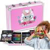 Maverton Valigetta Colori Personalizzata - Azzurra o Rosa a 2 Piani - Set Pittura e Disegno - Kit Matite Colorate Pastelli Pennarelli Colori a Matita - Regalo Bambini Compleanno