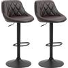 HOMCOM Set 2 Sgabelli da Bar Moderni 46x48x83-104cm Marrone Scuro e Nero | Sgabelli Cucina Alti Girevoli con Schienale e Poggiapiedi, Altezza Regolabile, Base in Metallo, Seduta Finta Pelle