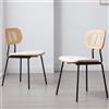 Ya-Home Set di 2 Sedie da Pranzo Sedie da Cucina Retrò in Rattan Sedia da Salotto Sedie Imbottite con Gambe in Metallo per Sala da Pranzo/Soggiorno, Bianco