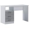 Arreditaly Scrivania con 3 Cassetti E Ripiano Lipsia Scrittoio da Studio o Ufficio Mobile Desk da Soggiorno Sala da Pranzo 120 x 72 x 48 cm Colore Bianco e Grigio Cemento
