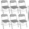 MA MAISON Set 6 Sedie Pieghevoli Imbottite - Seduta Comoda, Portatile, Struttura in Metallo, Slim, Salvaspazio, Resistenti, per Casa, Campeggio, Ufficio - da Interno, Esterno (Grigio, Similpelle)