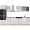 Vicco Cucina componibile R-Line, Bianco lucido/oro power oak, 300 cm con armadio alto, PL Antracite, per l'espansione personalizzata tramite moduli aggiuntivi compatibili