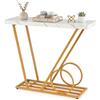 COSTWAY Tavolo Consolle, Tavolo d'Ingresso Moderno con Piano in Finto Marmo e Struttura Metallica Geometrica, Tavolino Stretto e Lungo a Forma di Carrello per Soggiorno, Corridoio e Ingresso