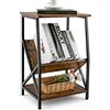 LIFEZEAL Tavolino da Divano, con Libreria Porta Rivista, Comodino Camera da Letto, Tavolino Laterale da Caffè, Soggiorno, Salotto, Vintage, Industriale, Max 75 kg, 40x30x61cm, Marrone