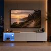 UTTQEW Mobile TV Allungabile con LED, Mobili TV Scandinavi, 163-240 cm, Lunghezza con 3 Cassetti e Spazio Aperto, Armadio Basso Moderno in Legno, Panca TV Tavolo per Soggiorno da Letto (Bianco, 240X38X44)