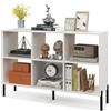 HOMASIS Scaffale a 6 Cubi, Libreria Bassa con Mensola Regolabile, Salvaspazio da Terra a 2 Livelli in Legno, Divisorio per Soggiorno, Studio, 120 x 35 x 79,5 cm (Bianco)