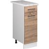 Vicco Mobiletto base per cucina R-Line, Sonoma, 30 cm | 1 Cassetto · Piano di lavoro incl. · Piedini regolabili in altezza · 1 Anta · ✓ Liberamente combinabile