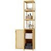 FOREHILL Mobile Bagno Colonna con 3 Ripiani Aperti e 1 Ante 33x34x169cm