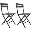 Rebecca Mobili Set 2 Sedie Pieghevoli, Sedie Da Esterno Richiudibili, Plastica Acciaio, Grigio Nero, Giardino Balcone Bar - Misure HxLxP: 78 x 37 x 45 cm - Art. RE6705