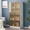 VIEKOS Vetrina in vetro con illuminazione a LED a 16 colori, 80 x 40 x 160 cm, doppia porta con ripiani mobili, mobile mobile per soggiorno, vetrina, armadio da bagno