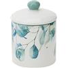 Hervit Biscottiera con Coperchio Ermetico Botanic in Porcellana con Scatola Regalo - Contenitore Alimenti Barattolo con Coperchio Porta Biscotti - Arredo Casa Cucina - 2 Dimensioni - Ø12x16,5cm