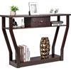 COSTWAY Tavolo Consolle in Legno, Consolle con Cassetto e Ripiani, Tavolo d'Ingresso Multiuso per Salotto, Corridoio e Entrata 120 x 30 x 81 cm (Marrone)
