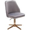 FineBuy Sedia Girevole Grigio Velluto Poltrona Scrivania Ergonomica 80-100 cm | Design Sedia Senza Ruote | Sedia Ufficio Imbottita Studio 120 kg