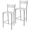 t m c s Tommychairs - Set 2 sgabelli alti modello Elena per cucina e bar, struttura in acciaio verniciata colore alluminio e seduta imbottita e rivestita in pelle artificiale colore bianco