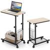 GIANTEX Tavolino da salotto a forma di C, con ruote, per computer portatile, regolabile in altezza, tavolino da caffè mobile, tavolino da salotto, tavolo da toeletta, design industriale con struttura