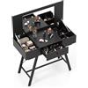 RELAX4LIFE 2 in 1 Toeletta Trucco con Stazione di Ricarica, Postazione Trucco con Piano Ribaltabile, 6 Scomparti e Cassetto, Scrivania Multiuso per Camera da Letto (Nero)