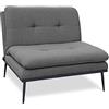 EVERGREENWEB MATERASSI & BEDS EVERGREENWEB - Poltrona salotto Soggiorno, Stile Design Moderno contemporaneo in Tessuto, Poltroncina da Camera con Schienale, reclinabile Gambe in metallo - Sedia Modulare col. Grigio - EVA