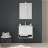 Kiamami Valentina - Mobile Bagno Sospeso con Specchio | Lavabo Ceramica | Due Ante e Vano Giorno | Resistente all'Umidità | Stile Contemporaneo, Quercia Bianco, 60CM con Ante, Legno