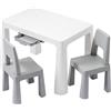 Baroni Toys Set di Tavolo e 2 Sedie per Bambini in Plastica per Interno ed Esterno, Tavolino Bianco con Scomparto Regolabile per Disegnare e Studiare, 50x77x52 cm