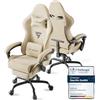 Huracan Sedia da Gaming Ergonomica, Sedia Gamer Con Cuscino Lombare + Poggiatesta, Gamer chair Regolabile In Altezza, Poltrona da gaming Schienale Inclinabile, Poggiapiedi Incluso, Beige